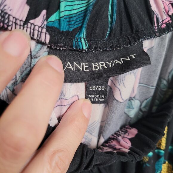 Lane Bryant Women’s 18/20 Black Floral Off Shoulder Dress Long Sleeve Boho Plus - Picture 3 of 4